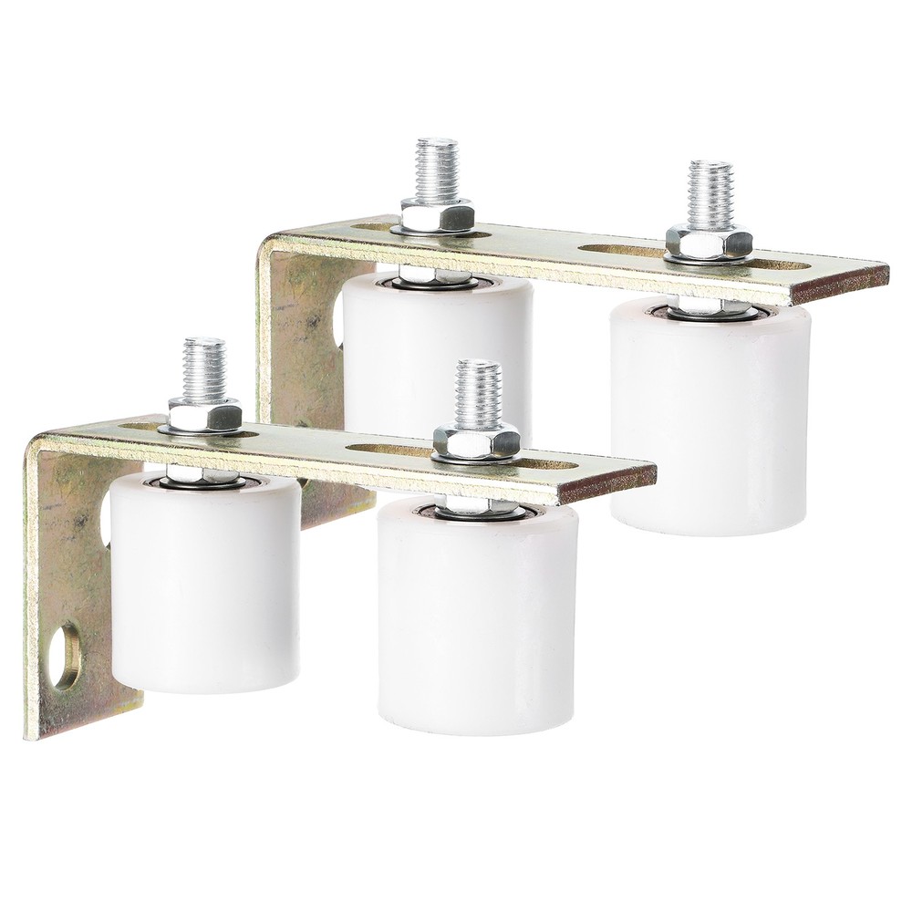 4Pcs Slide Gate Guide Roller 2" Nylon Gate Support Rollers with Bracket, White