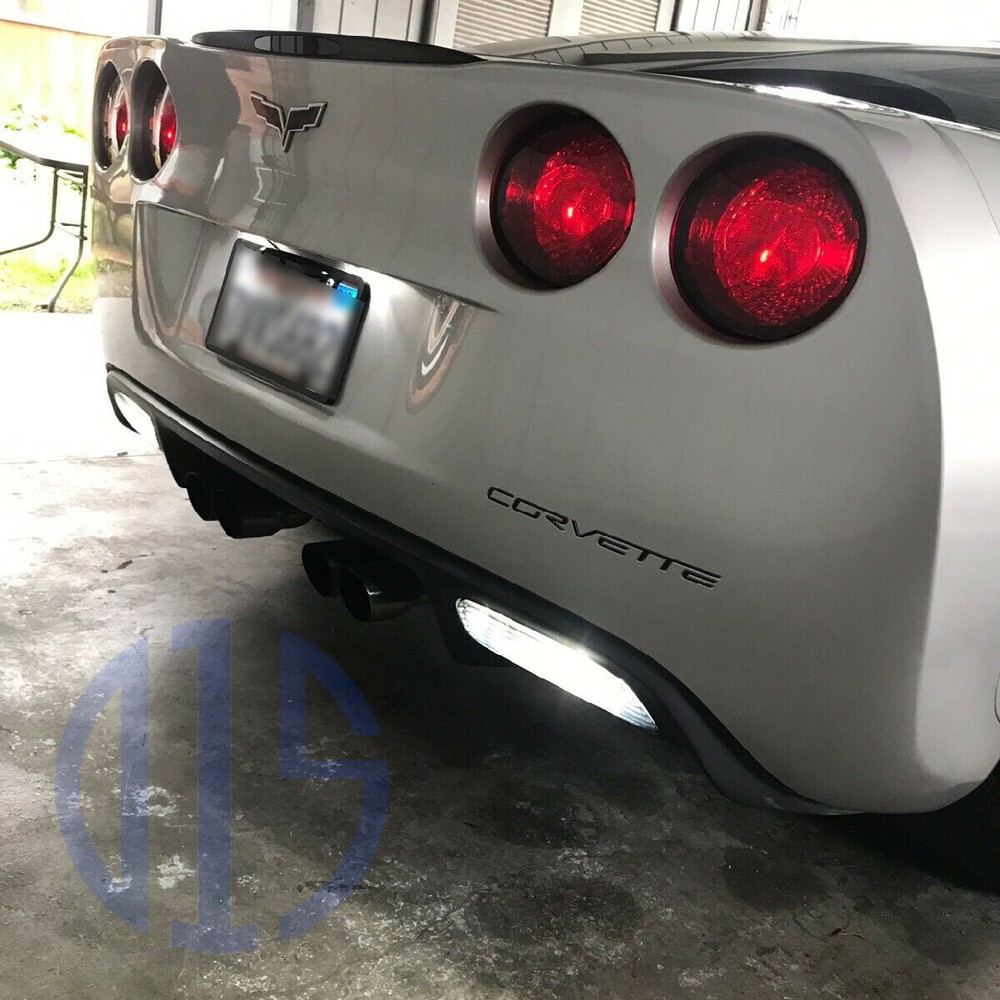 White LED Reverse Backup Light + License Plate Bulbs for 2005-2013 Corvette C6