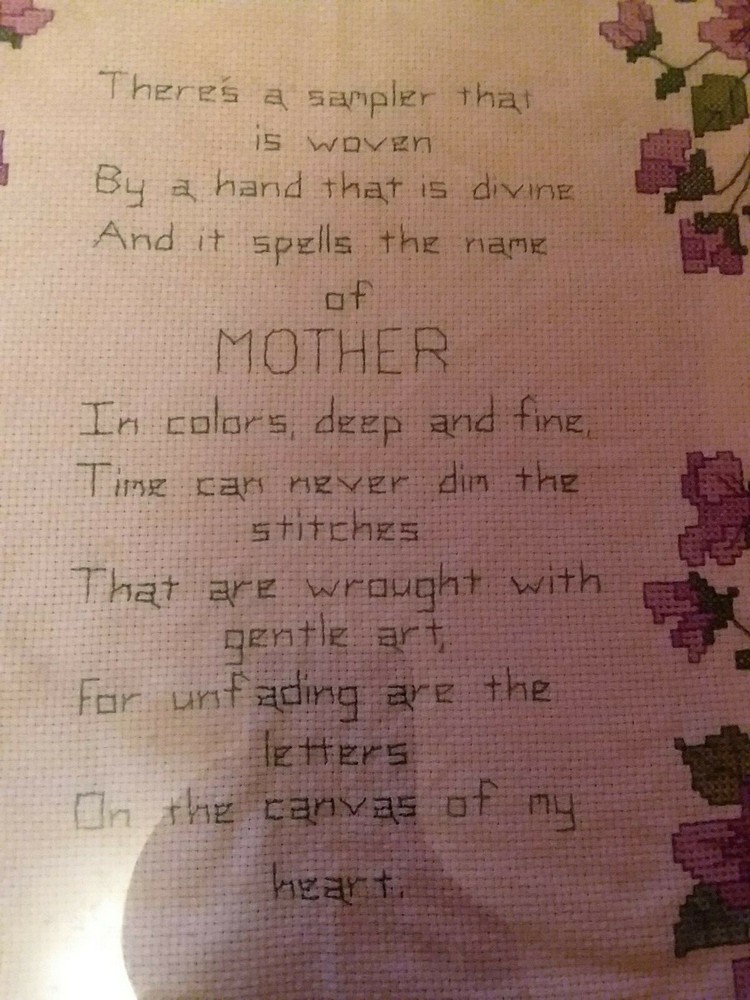 A Framed Counted Cross Stitch Sampler For Mother