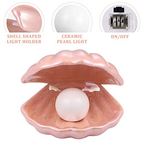 Shell Pearl Light LED Ceramics Desktop Lamp Portable Pearl in Shell Pink