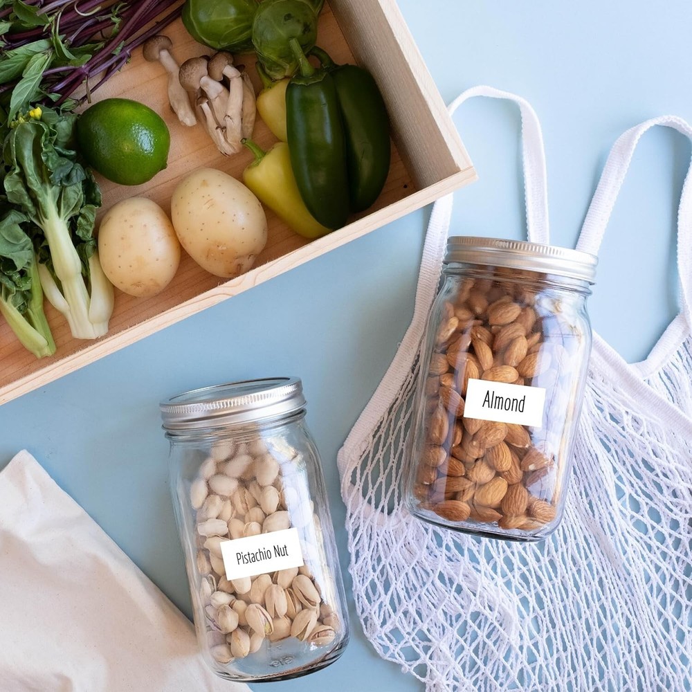 600 PCS Rectangular Stickers, Blank Write on Labels Self-Adhesive Roll White