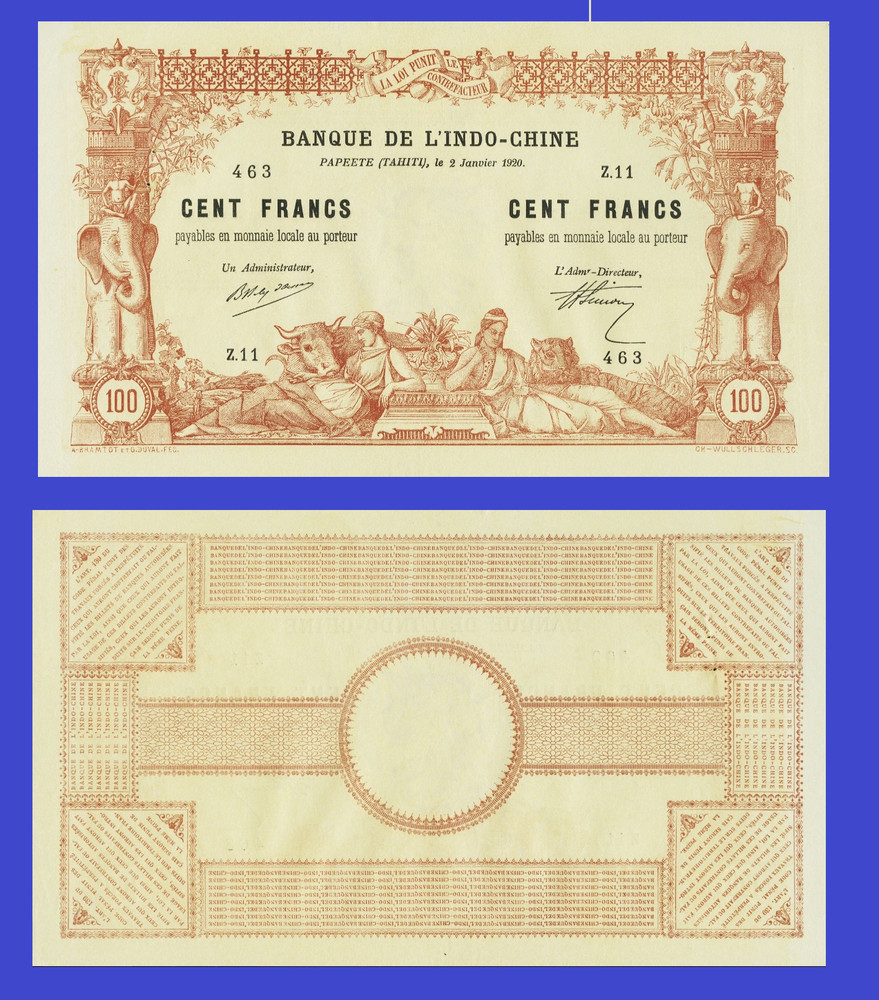 Tahiti 100 francs 1920 - Copy