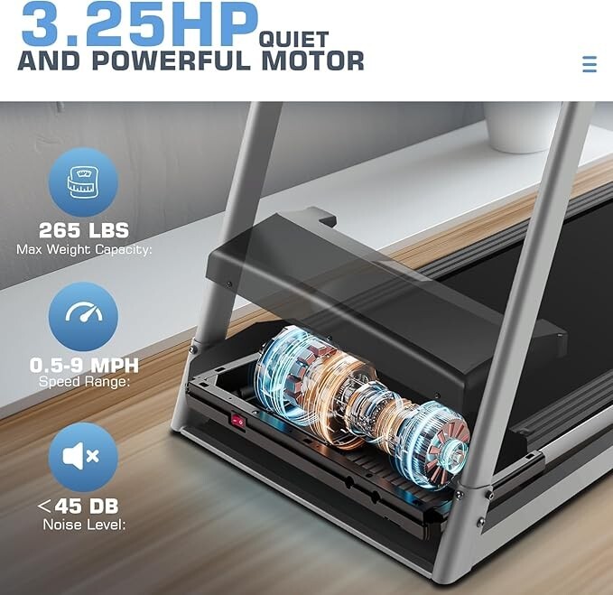 *3.5HP Folding Treadmill with 7-layer Running Belt & Bluetooth Fidelity Speaker*