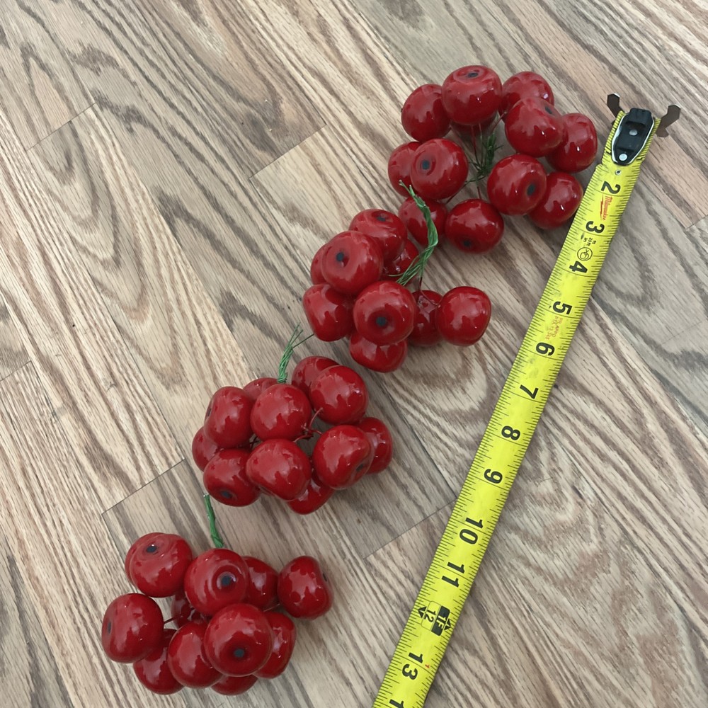 48 Pcs Red Artificial Cherries, Fake Fruit Decor Simulation Cherry Model