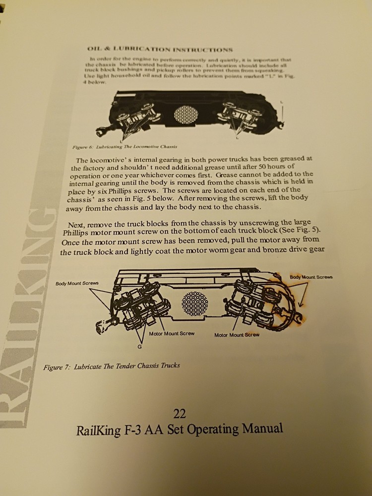 RAIL KING by MTH F-3 AA SET OPERATING INSTRUCTION BOOK