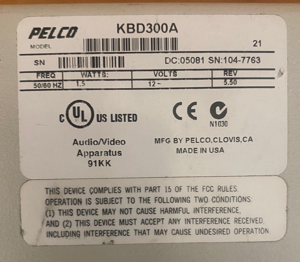 PELCO KBD300A UNIVERSEL INDUSTRIAL KEYBOARD CONTROLLER