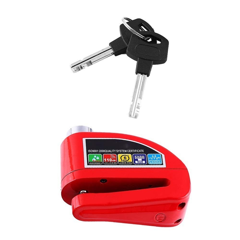 Motorcycle Alarm Disc Lock Brake Security Disk Bicycle Wheel Lock Security Red