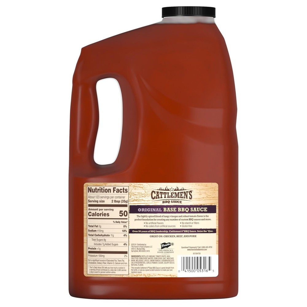 Cattlemens Original Base BBQ Sauce, 1 gal - One Gallon Container Customizable...