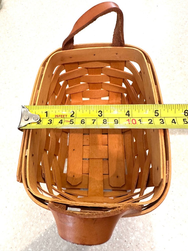 Longaberger Hand Weaved Signed dated 2000 Rectangular Basket with Leather Handle
