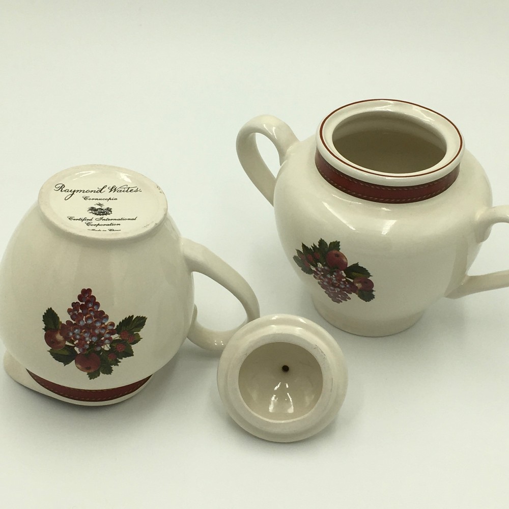 Raymond Waites Cornucopia Grapes & Fruit Mug Sugar & Creamer