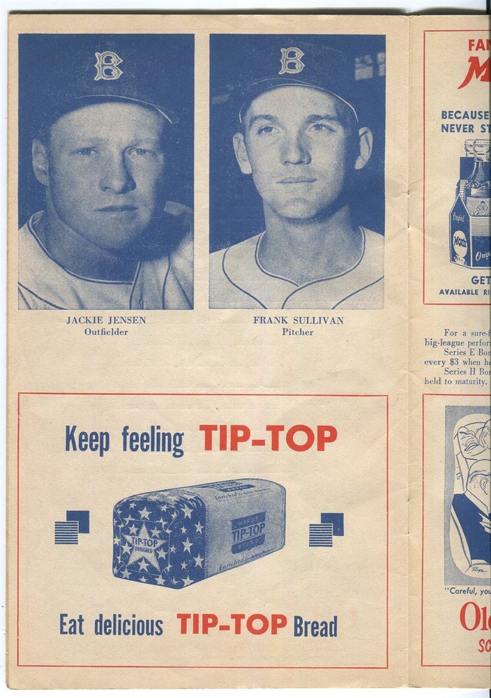 1955 Boston Red Sox Scorecard & Program - Fenway Park