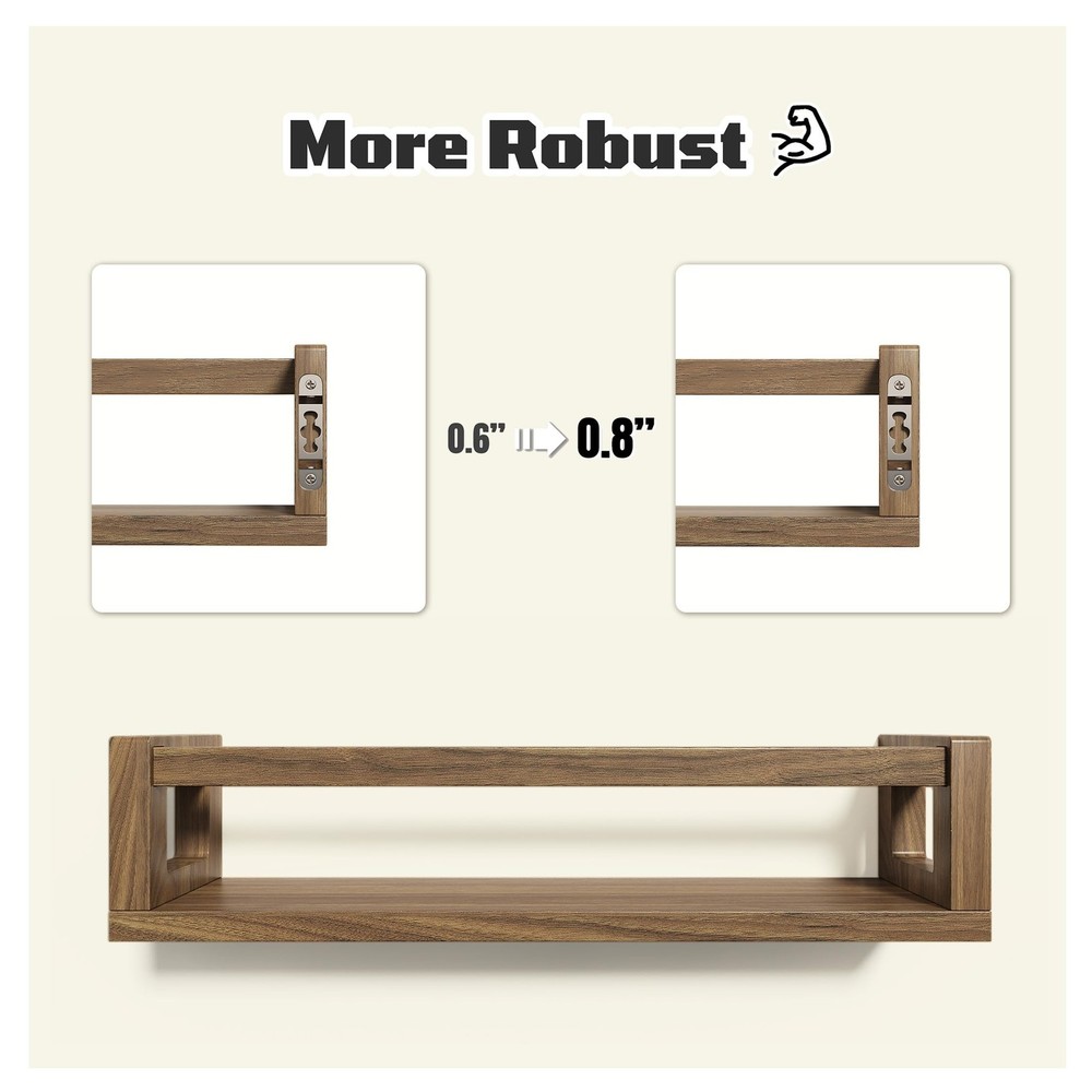 Upgraded Thick Floating Shelves, Solid Wood Bookshelf for Wall, Floating Book...