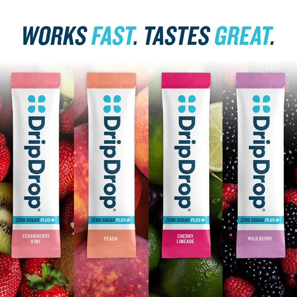 DripDrop Zero Sugar Plus - Free Hydration Packets - Single 16 Count