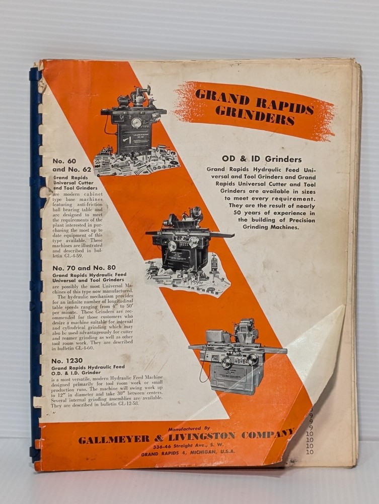 Gallmeyer + Livingston Grand Rapids Grinders Catalog, Operator Instructions