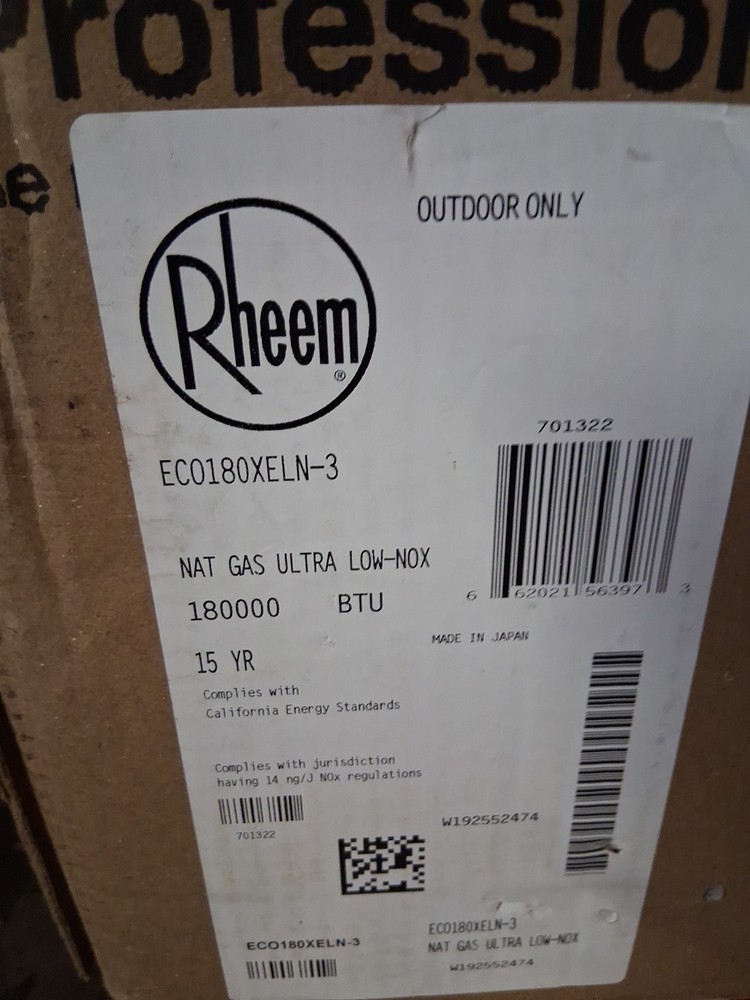 Rheem SMART Outdoor Tankless Water Heater Natural Gas 8.4 GPM ECO180XELN-3