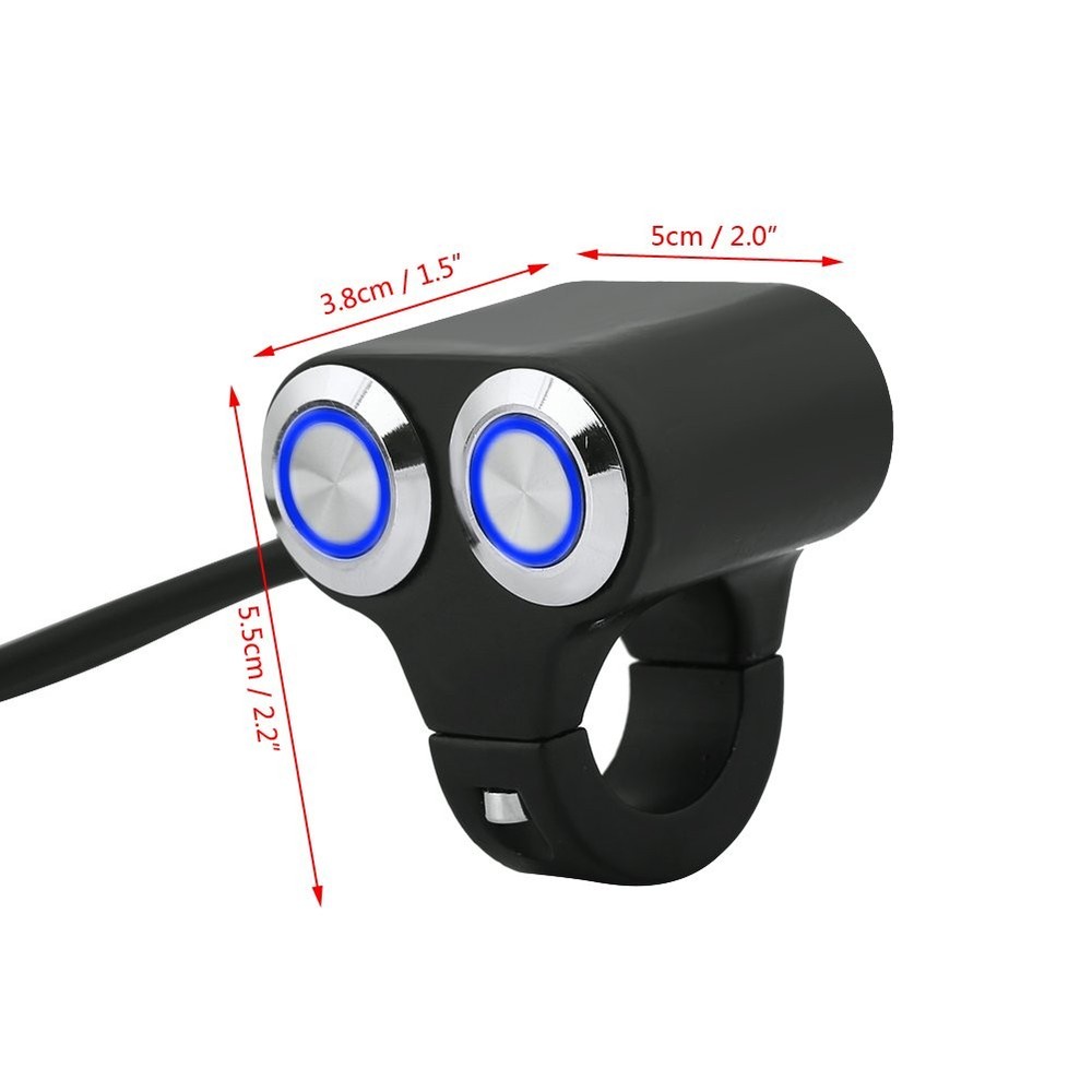 Universal 7/8 Inch 22mm Motorcycle Handlebar Switch Black Push Button Manual