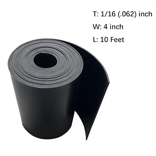 Solid Rubber Sheet Rolls Strips 1/16 .062" Thick X 4" Wide X 10'Long Solid Ru...