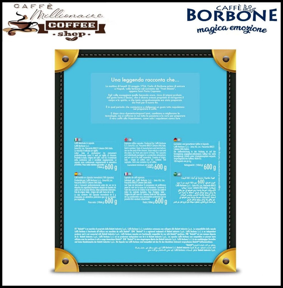 Bourbon Coffee Capsules Blend BLUE Compatible Bialetti® Machines*