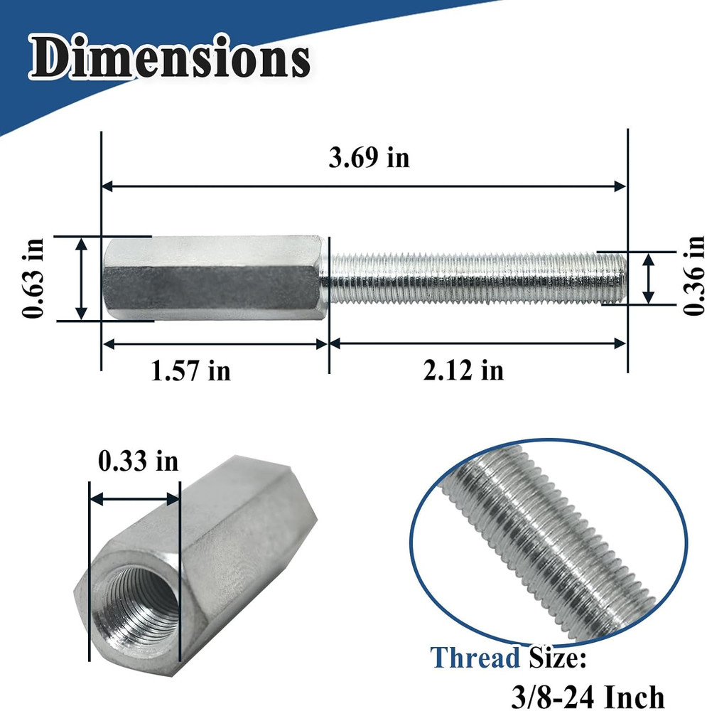 1290 Shock Extensions - 3" Length, 3/8-24 Thread Size, Silver Gloss, 2 Pcs