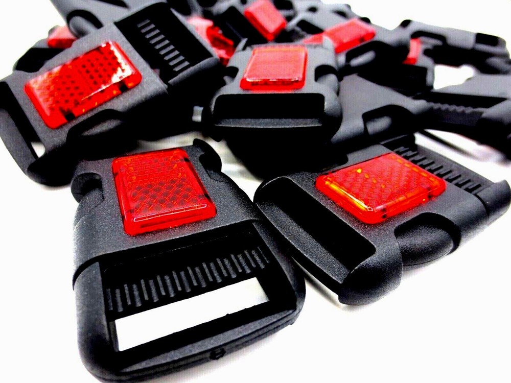 Reflective Buckle - Fits 1", 25mm Wide Webbing Strap - Durable Polyacetal!