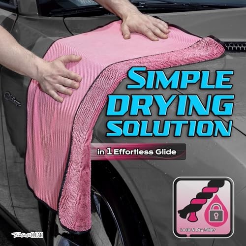 Large Car Drying Towels- 2 Pack, 32‘’ by 24'' - Premium Microfiber Pink