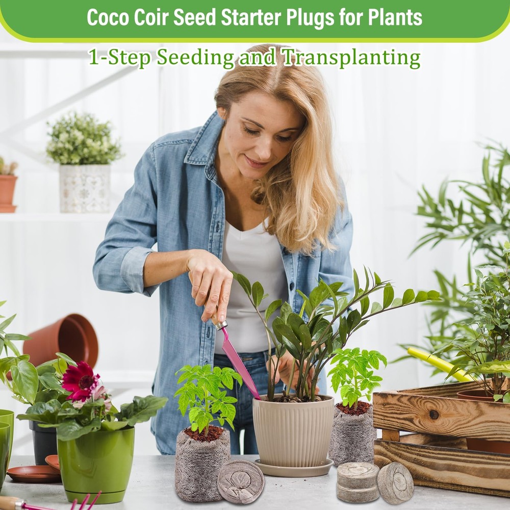 100 PCS 30mm Coco Coir Pellets Seed Starter Pods, Compressed Seed Starting Co...