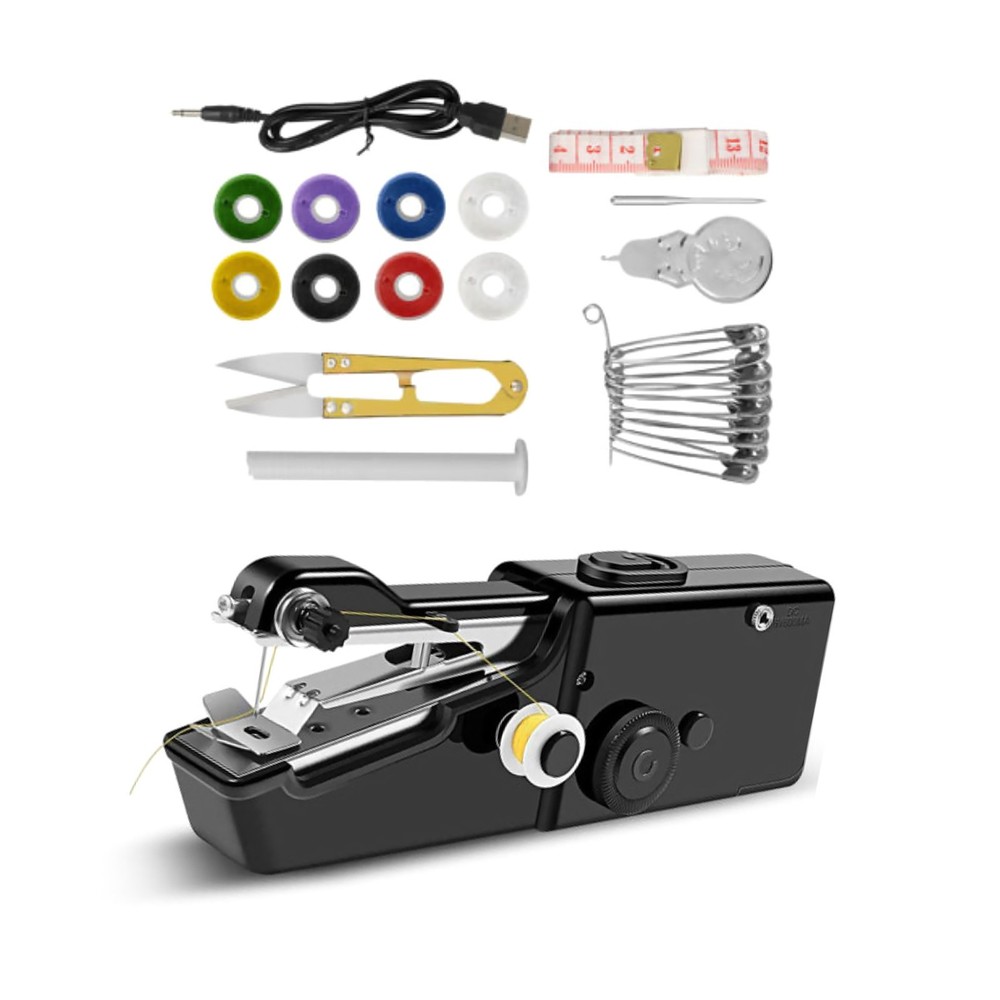 Handheld Mini Sewing Machine Stitch Electric Compact Tool Set w/ Sewing Kit