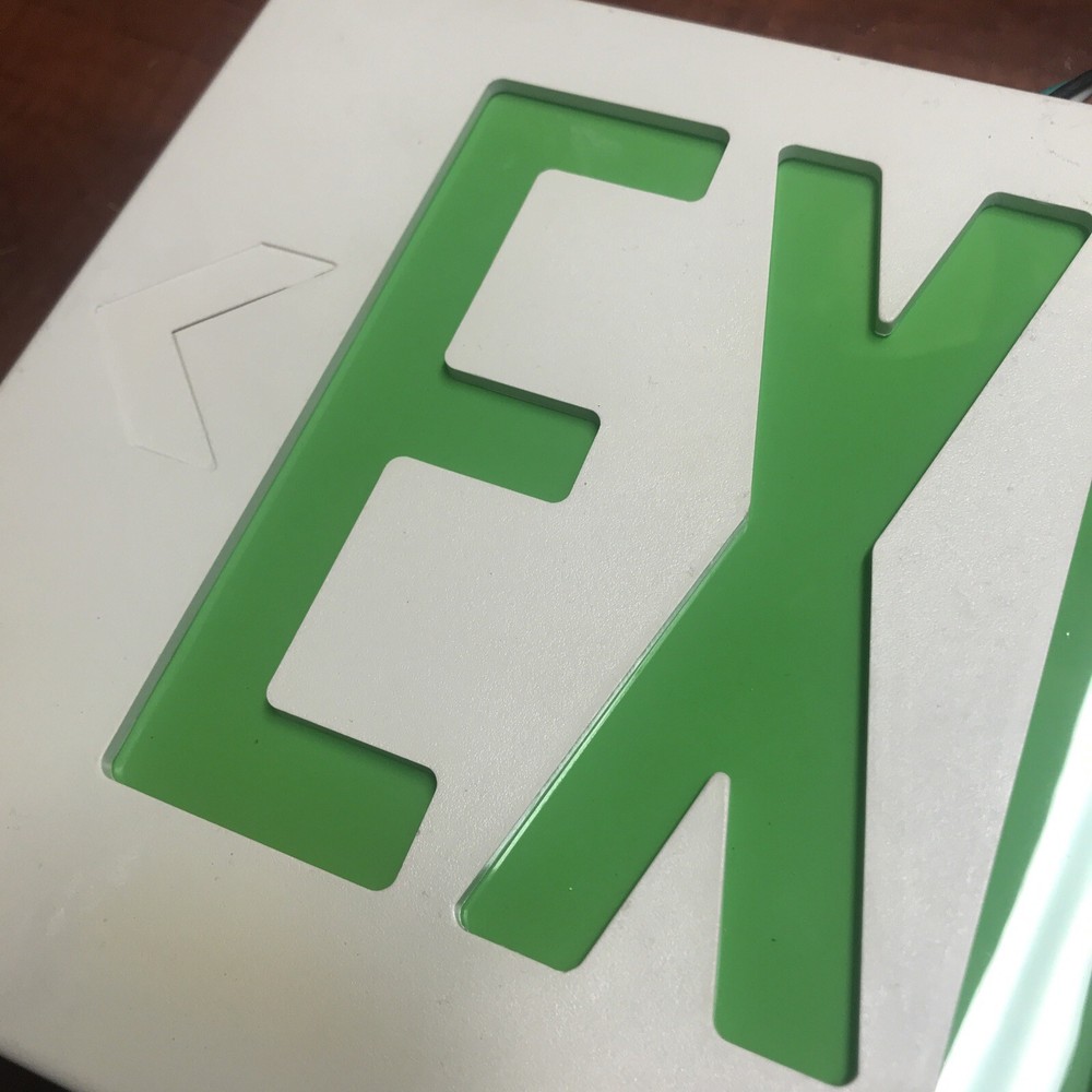 Exit Sign LIGHTING Doubled Sided Emergency Exit Sign Green Used Tested