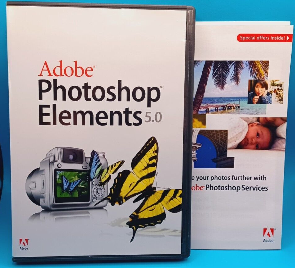 Adobe Photoshop Elements 5.0 Software Photo Editor Win XP PC CD 2006