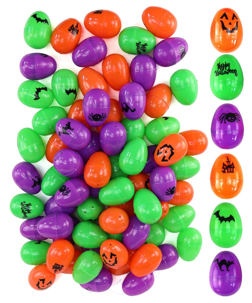 Iconikal Halloween Fillable Plastic Eggs, 2.4-Inch, 72-Pack