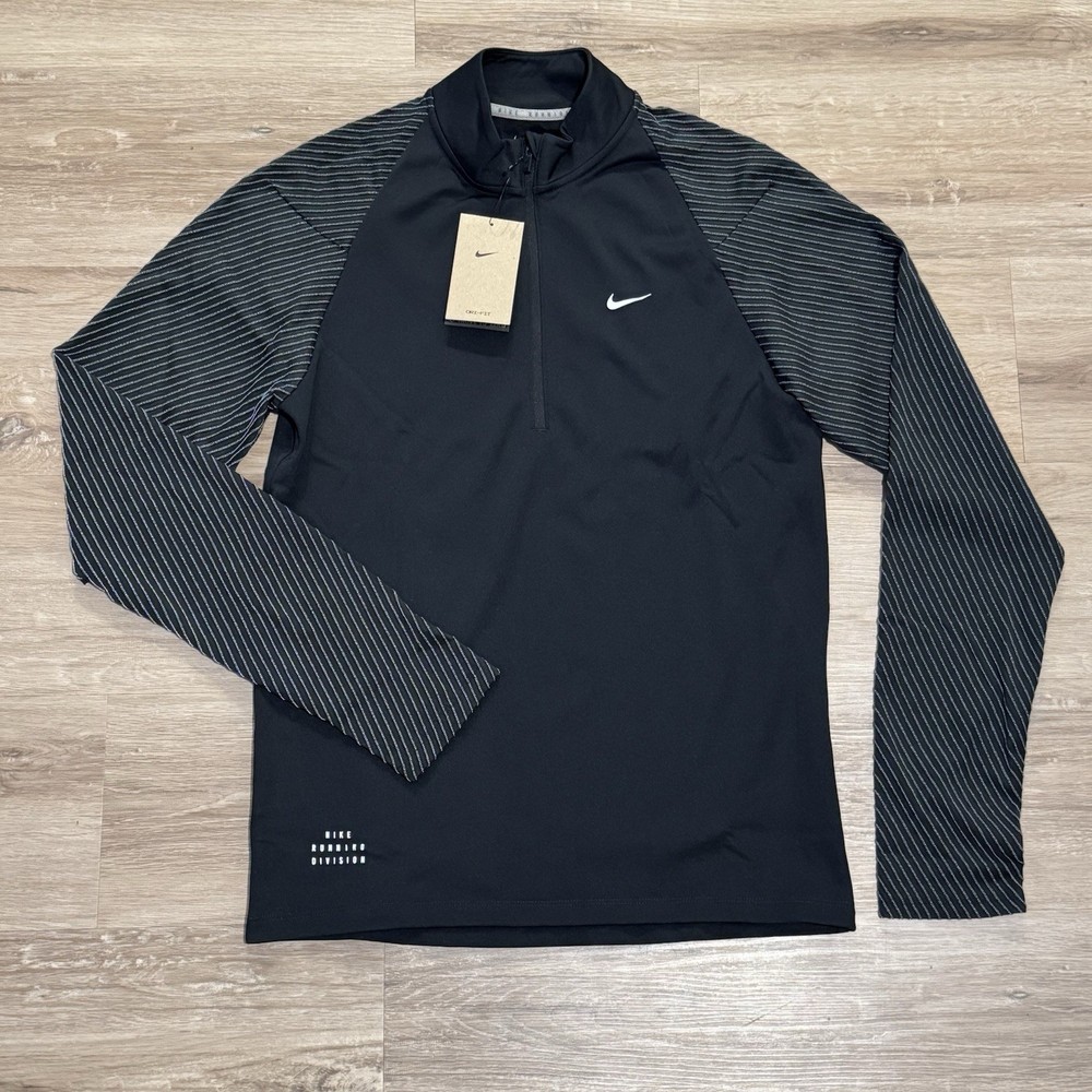 Nike Running Element Division Men's Half Zip Pullover Black FZ1127-010 - Small
