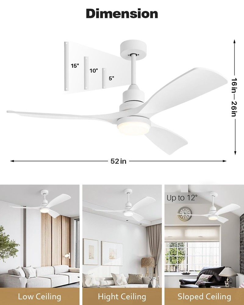 Forrovenco 52 Inch Ceiling Fan Model QX-15 Remote Light Timer