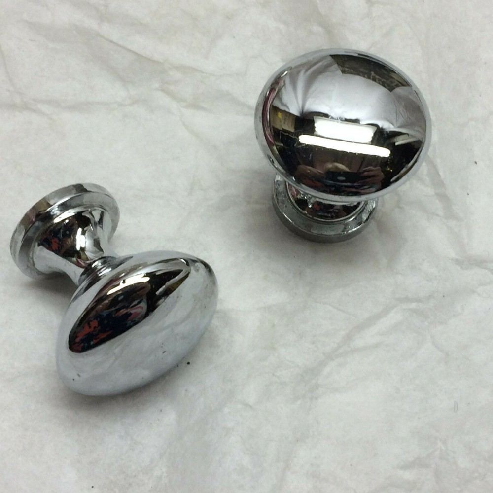 2 Vintage Drawer Knobs DIY Project Hardware Solid Cast Chrome Finish