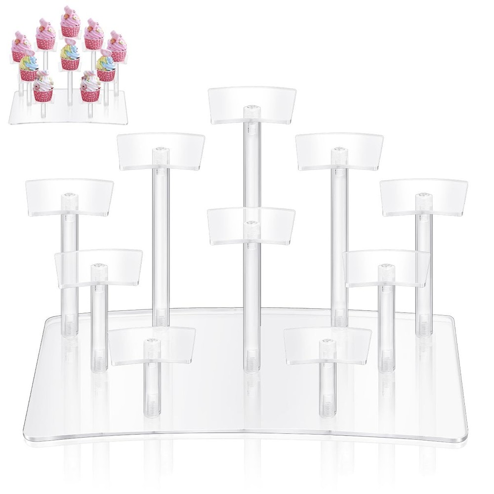 10-Tier Clear Acrylic Display Stand Riser for Collections Figures Cupcakes