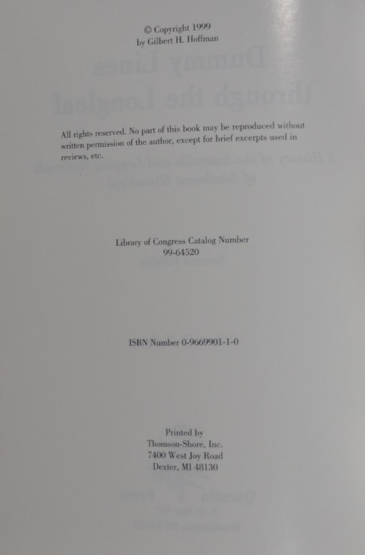DUMMY LINES THROUGH THE LONGLEAF - GILBERT H. HOFFMAN - VERY GOOD CONDTION