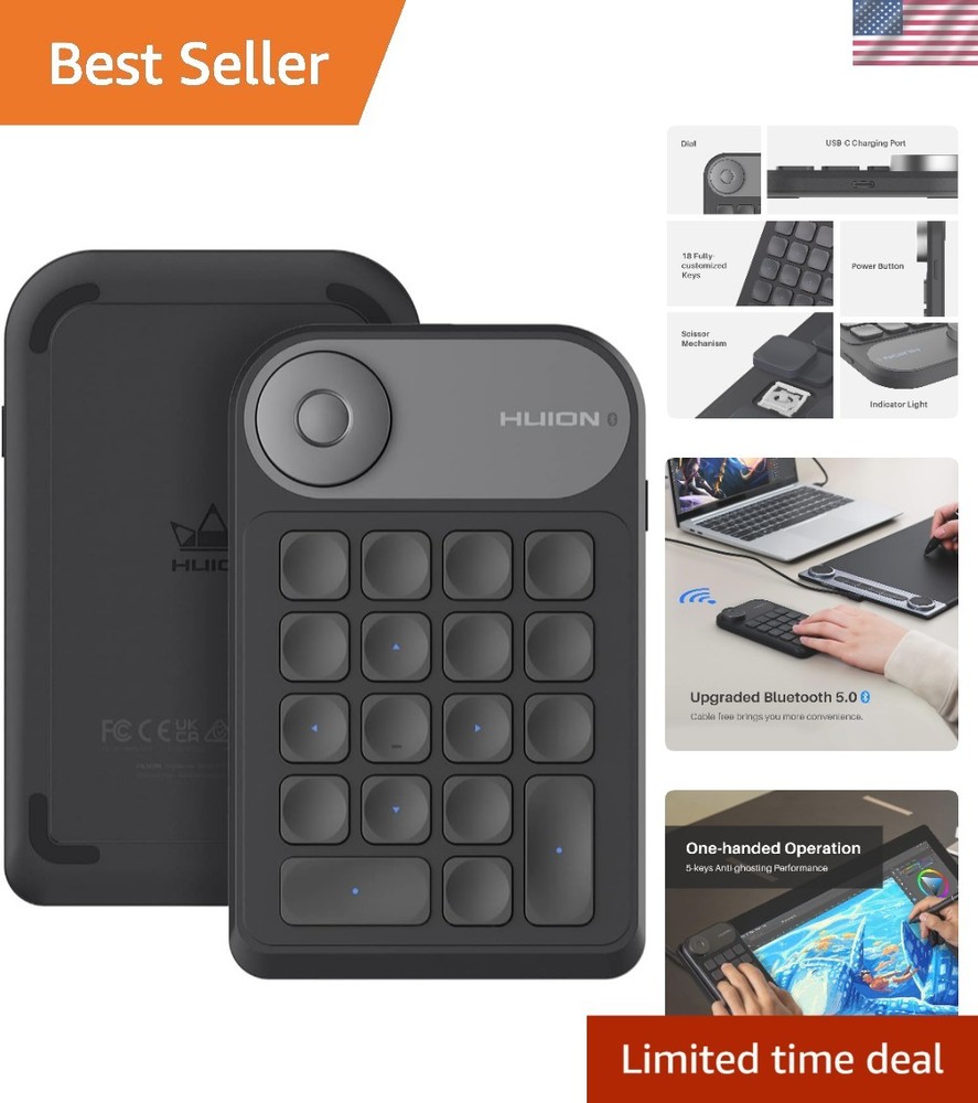 Portable Mini Bluetooth Keypad with 18 Customizable Keys - Perfect for Artists
