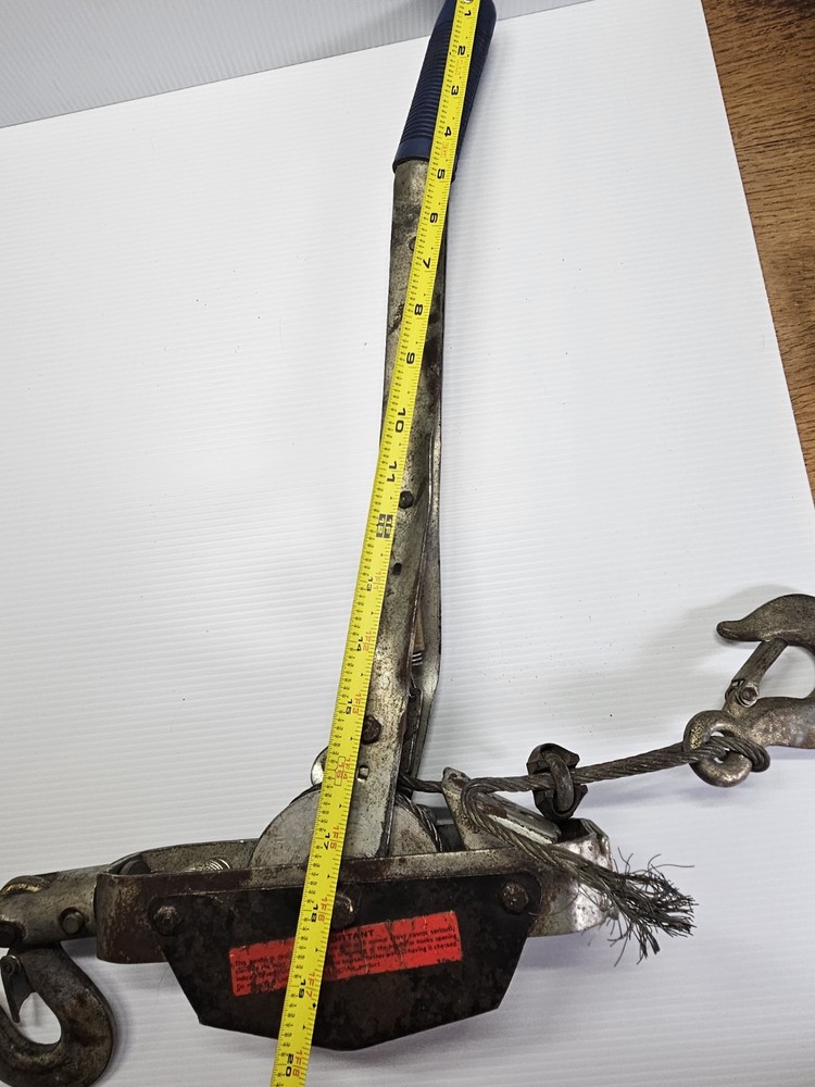 Come Along Winch Puller Heavy Duty Power Cable 2 Hook Ratcheting
