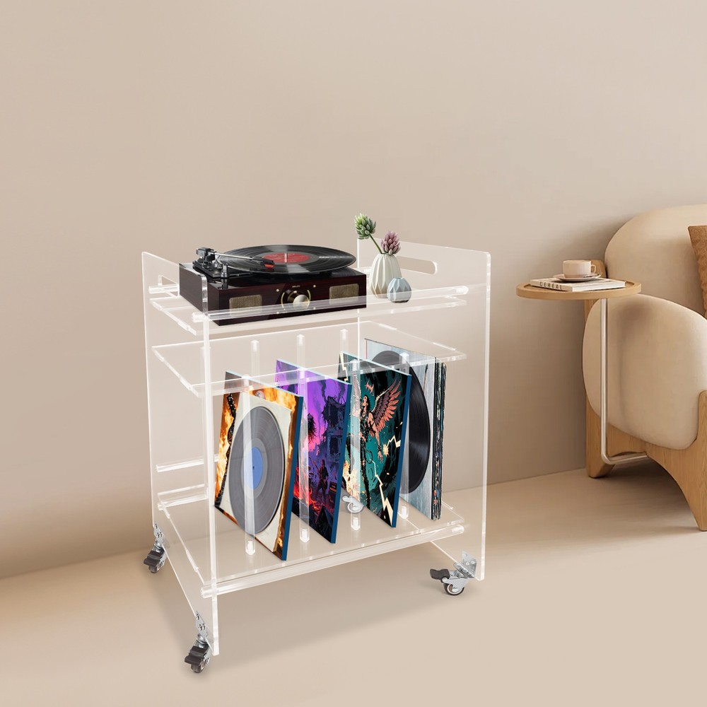 Clear Record Player Stand, Record Storage Stand, Record Player Stand Table