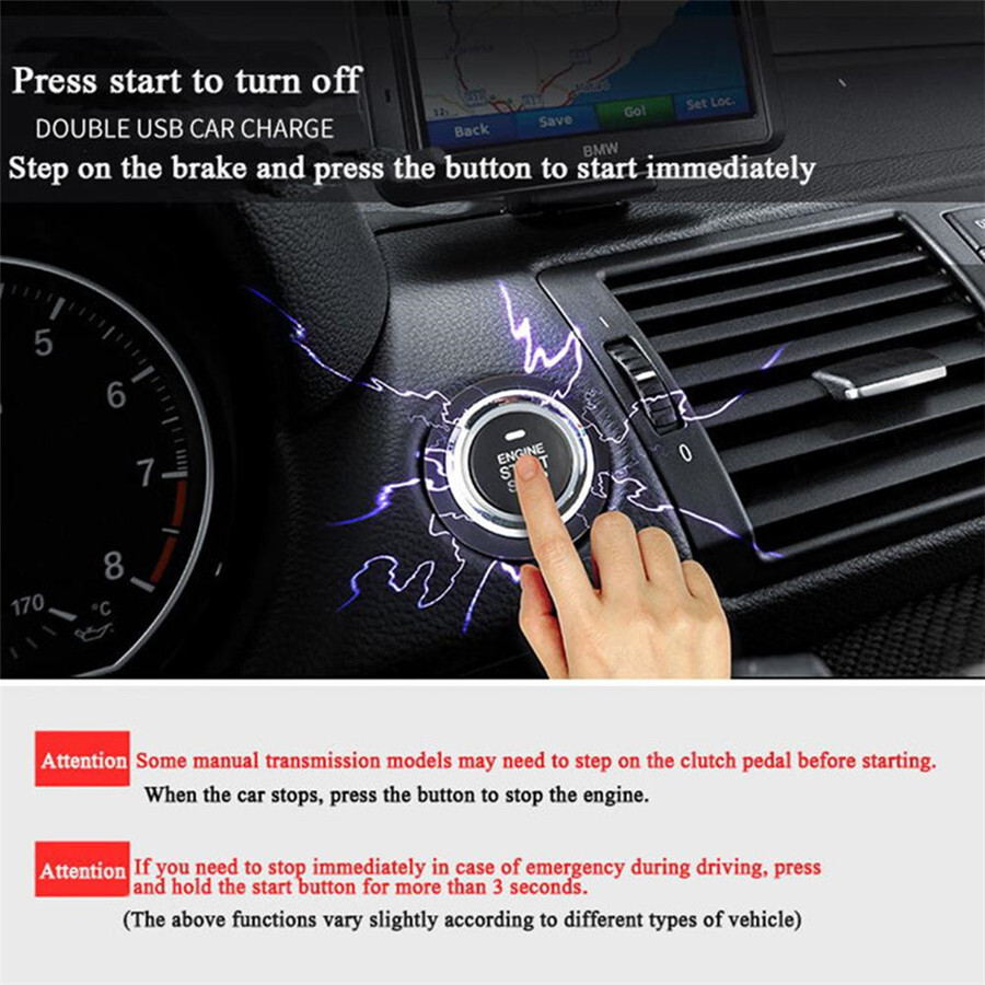 Car Engine Alarm System Remote Security PKE Keyless Entry One-Button Start 12V