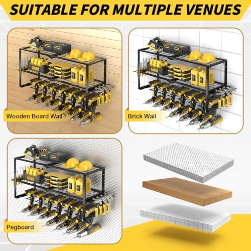 Large Power Tool Organizer Wall Mount,3 Layer Heavy Duty Tool Storage Rack