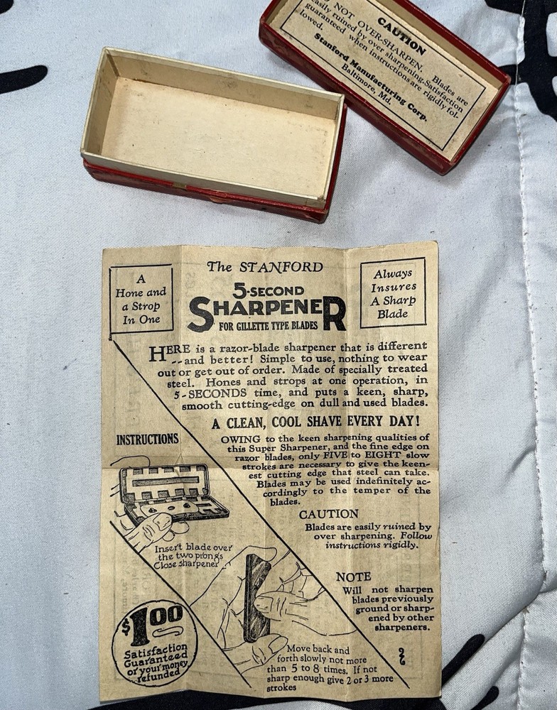 Stanford Company Safety Razor Blade Sharpener 5 Second Sharpener