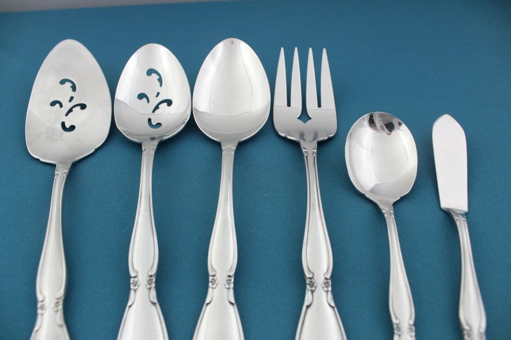 Butter Oneida Community CHATELAINE Serving (6p Set) Tablespoon Pierced Fork Pie