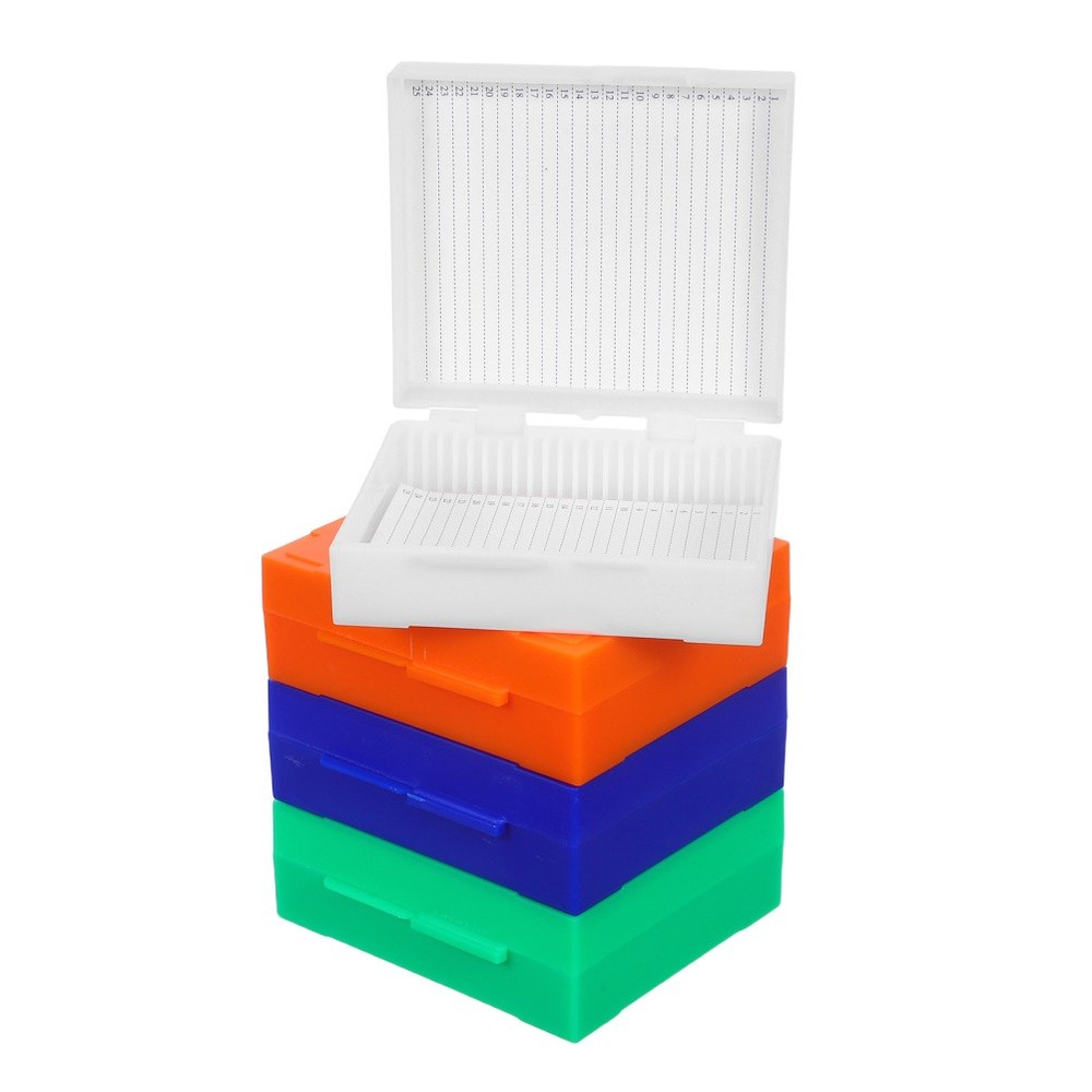 4pcs Microscope Slide Storage Boxes 25 Slots Plastic Holder for Lab Research