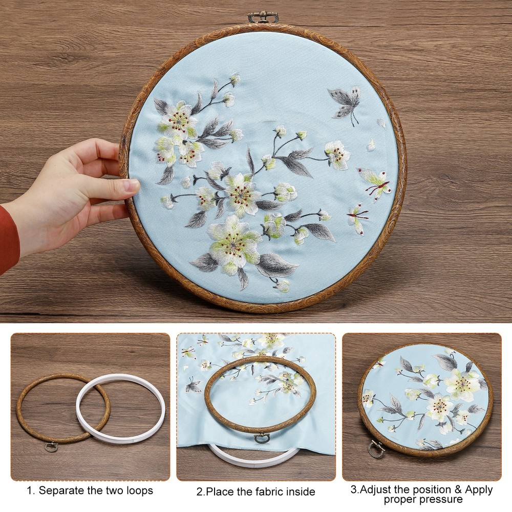 4pcs Embroidery Hoops Set Imitated Wood Frame Circle Oval Rectangular Octagonal