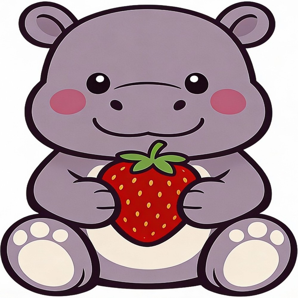 30 Custom Strawberry Hippo Personalized Address Labels