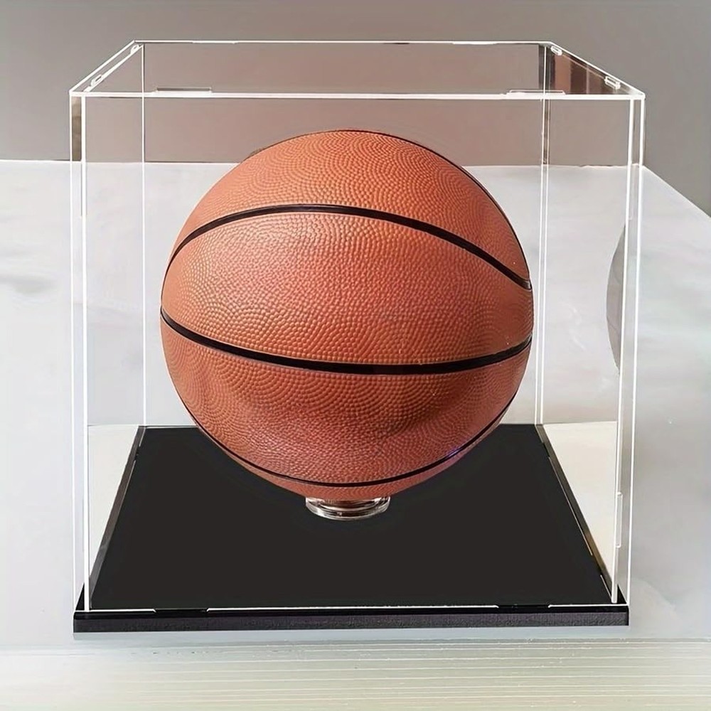 Clear Acrylic Display Case, Assemble Cube Display Box Stand with Black Base, ...