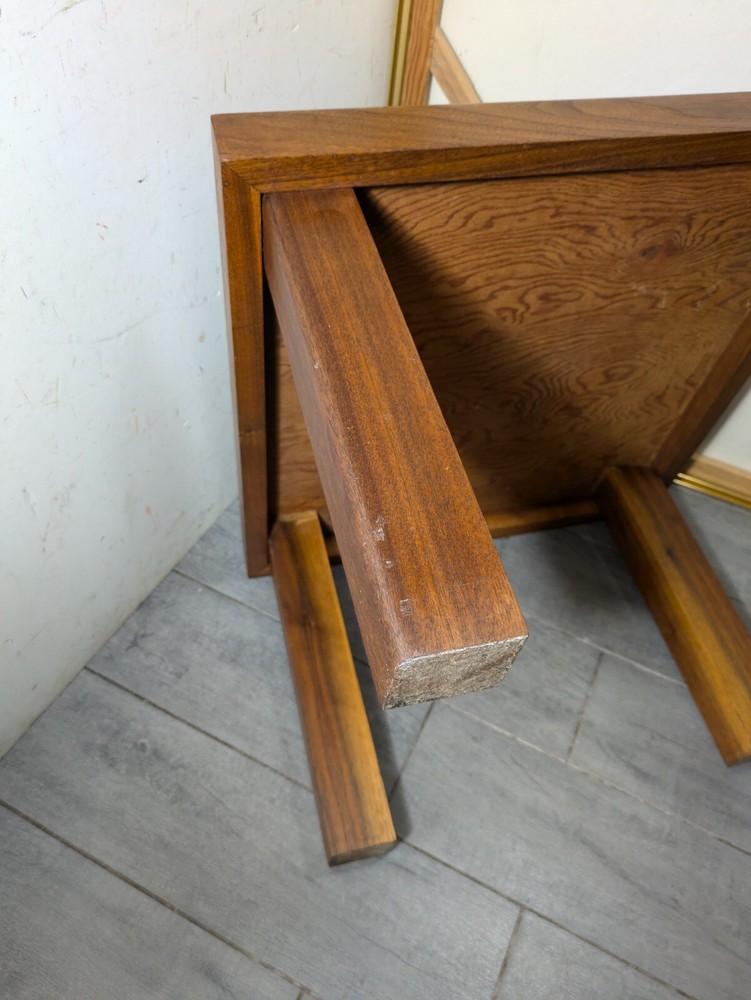 Vintage Mid Century Danish Modern Tile Top Heavy Solid Teak Wood Table