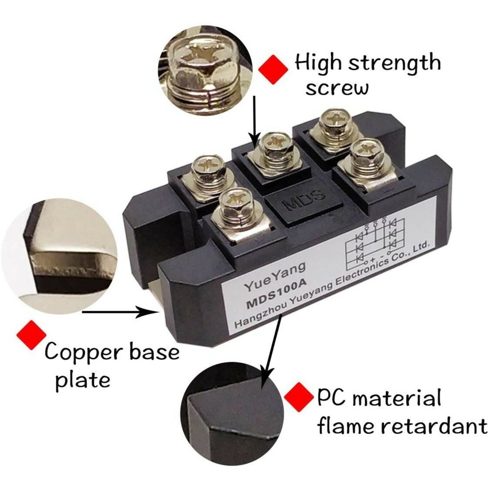 YueYang MDS100A 3-Phase Rectifier Bridge Module 100amp high-Power Module 