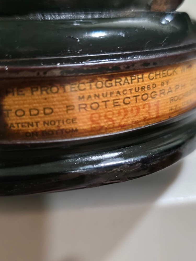 Todd Protectograph Check Writer Antique Machine Black & Brass Manual Operation