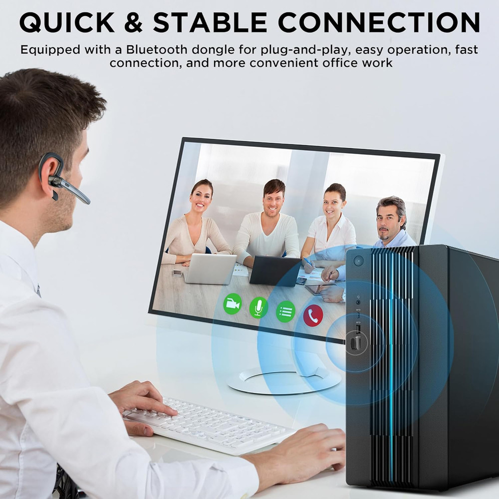 Bluetooth Headset V5.3, Wireless Bluetooth Earpiece with 600Mah Charging Case, 1